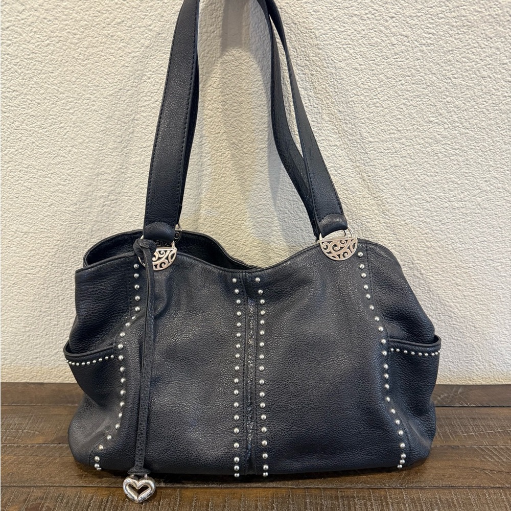 Black Brighton Studded Leather Tote Bag- Model # E767845